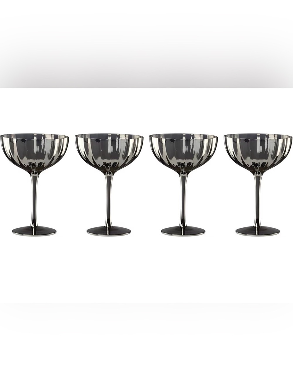 Lenox Curva Luxe Coupe Glass Gray Dishwasher Safe Cocktail Glass Set of 4